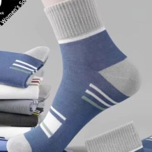 Cotton Solid Letter Printed Sports Crew Socks, Breathable Sweat Absorbent Comfortable Soft Casual